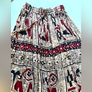 Papillon Geometric A-Line Skirt - Red and Black